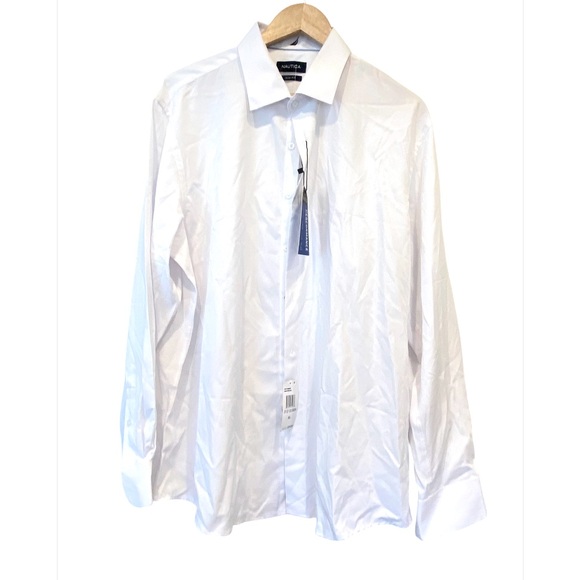 NAUTICA Button Down White Long Sleeve 34/35 Performance Dress Shirt Size XL - Picture 1 of 6